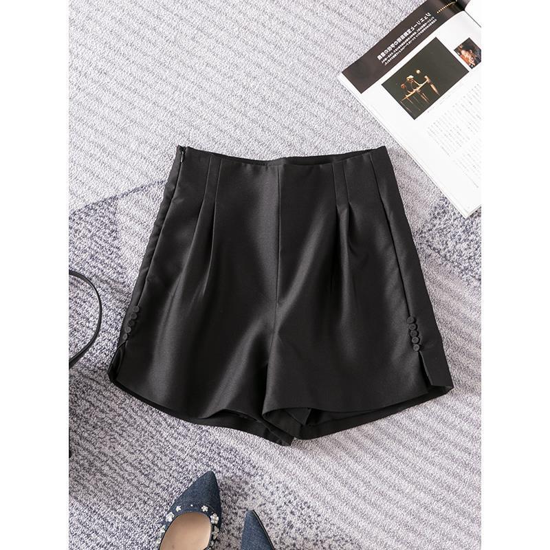 Korean Style Niche Elegant Suit Wide Leg Casual Pants Women's 2025 Summer New A- line High Waist Slimming Hip Covering Shorts