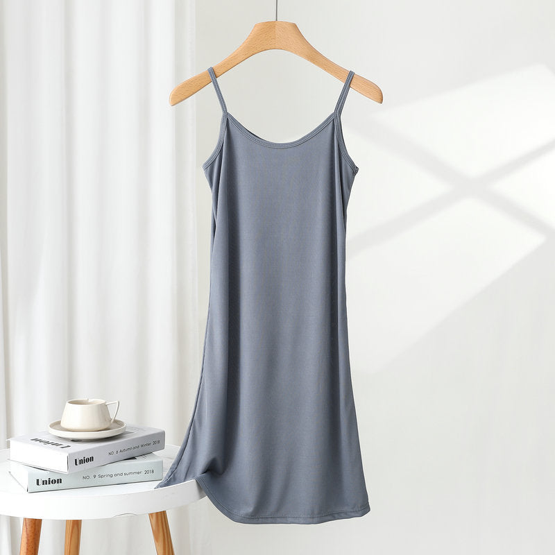 Women's outer-wear suspender skirt 2024 Summer thin ice silk dress loose inner bottoming skirt nightdress underskirt