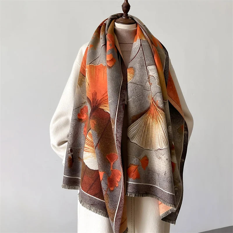 Luxury Winter Cashmere Scarf Women 2024 Design Warm Pashmina Blanket Poncho Scarves Female Shawl Wraps Thick Foulard Bufanda