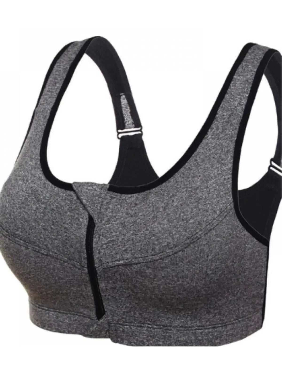 Women's High Support Sports Bra – Front Zip, Wire-Free & Adjustable Straps
