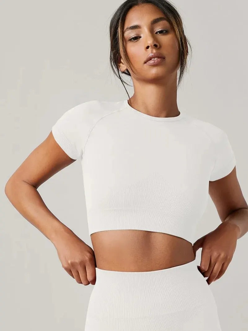 Seamless Short Sleeve Yoga Shirt — Gym & Active Wear Top