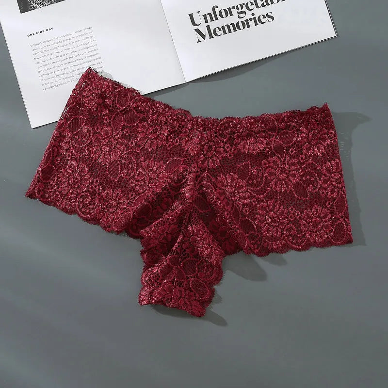 Sexy Lace Mid Rise Breathable Panties Summer Comfort Women Lingerie Elastic Comfortable Underwear Solid Color Casual Home Briefs