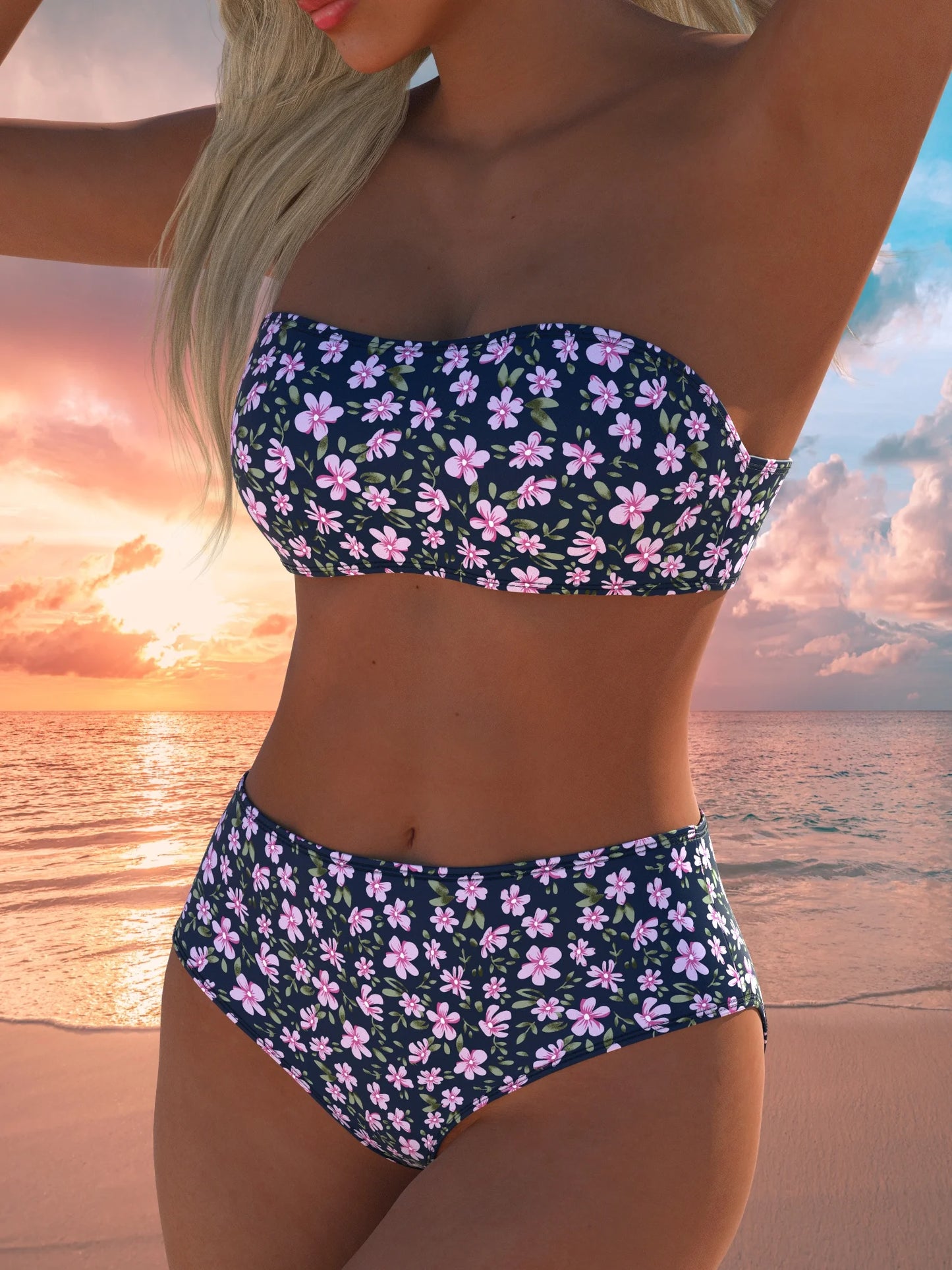 Women's Swimwear Swimming Suit Beach Outfits Summer Beach Festival Vacation Travel Sexy Luxury Modern Two Piece Set Bikinis