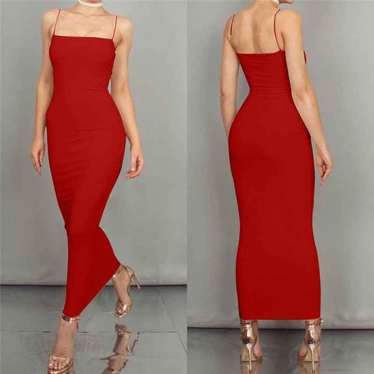 Amazon wish European and American women's long suspender dress 2019 summer new nightclub sexy slim dress