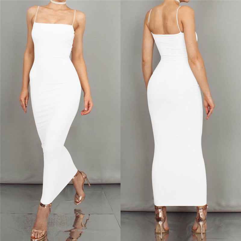 Amazon wish European and American women's long suspender dress 2019 summer new nightclub sexy slim dress