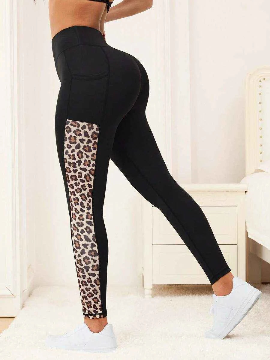 Easithlete Easithlete Women's Fashion Elastic Contrast Lace High Waist Phone Pocket Leggings