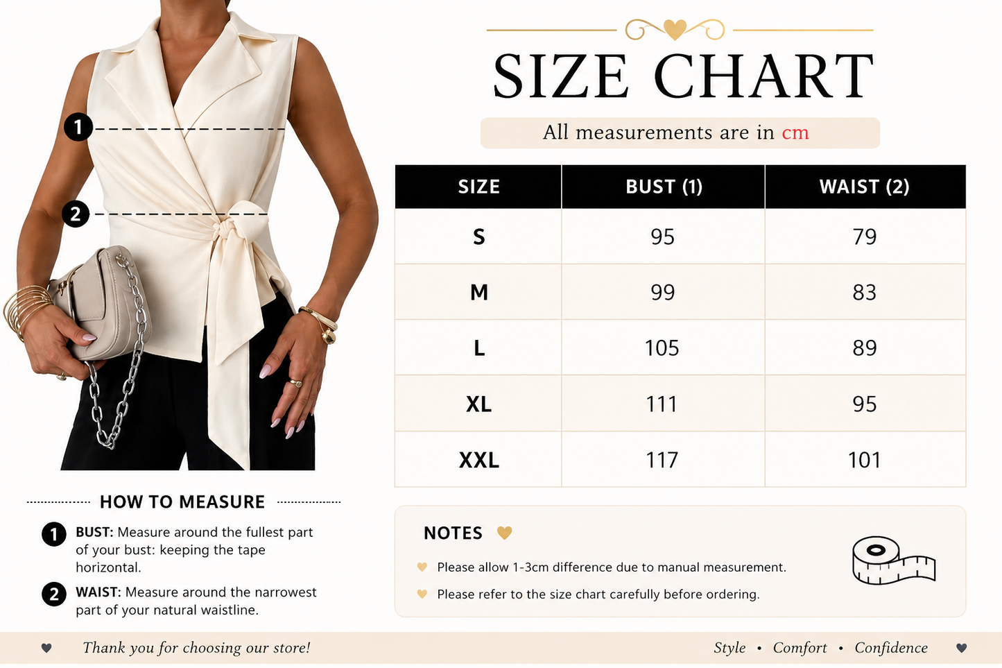 Beige V-Neck Waist-Belt Shirt, Slim Fit
