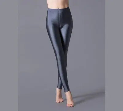Women's High-Waist Shiny Leggings – Stretchy Ankle-Length Pants