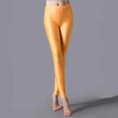Women's High-Waist Shiny Leggings – Stretchy Ankle-Length Pants
