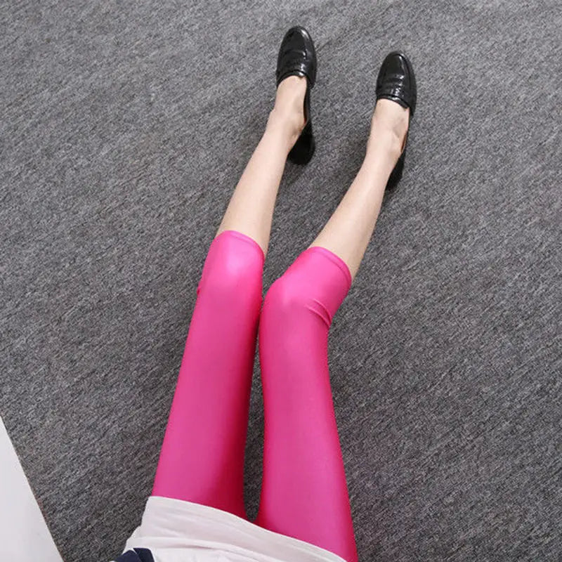women summer knee length capris lady fashion solid black gray skinny pencil short pant bright shine shorts capris