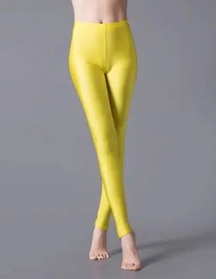 Women's High-Waist Shiny Leggings – Stretchy Ankle-Length Pants