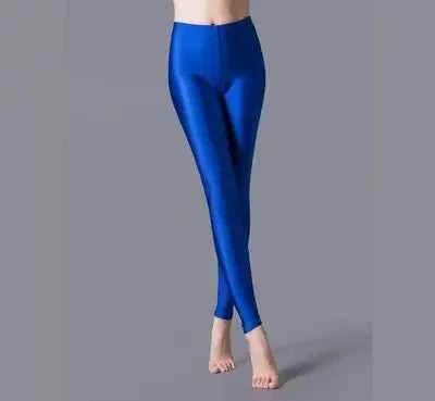 Women's High-Waist Shiny Leggings – Stretchy Ankle-Length Pants