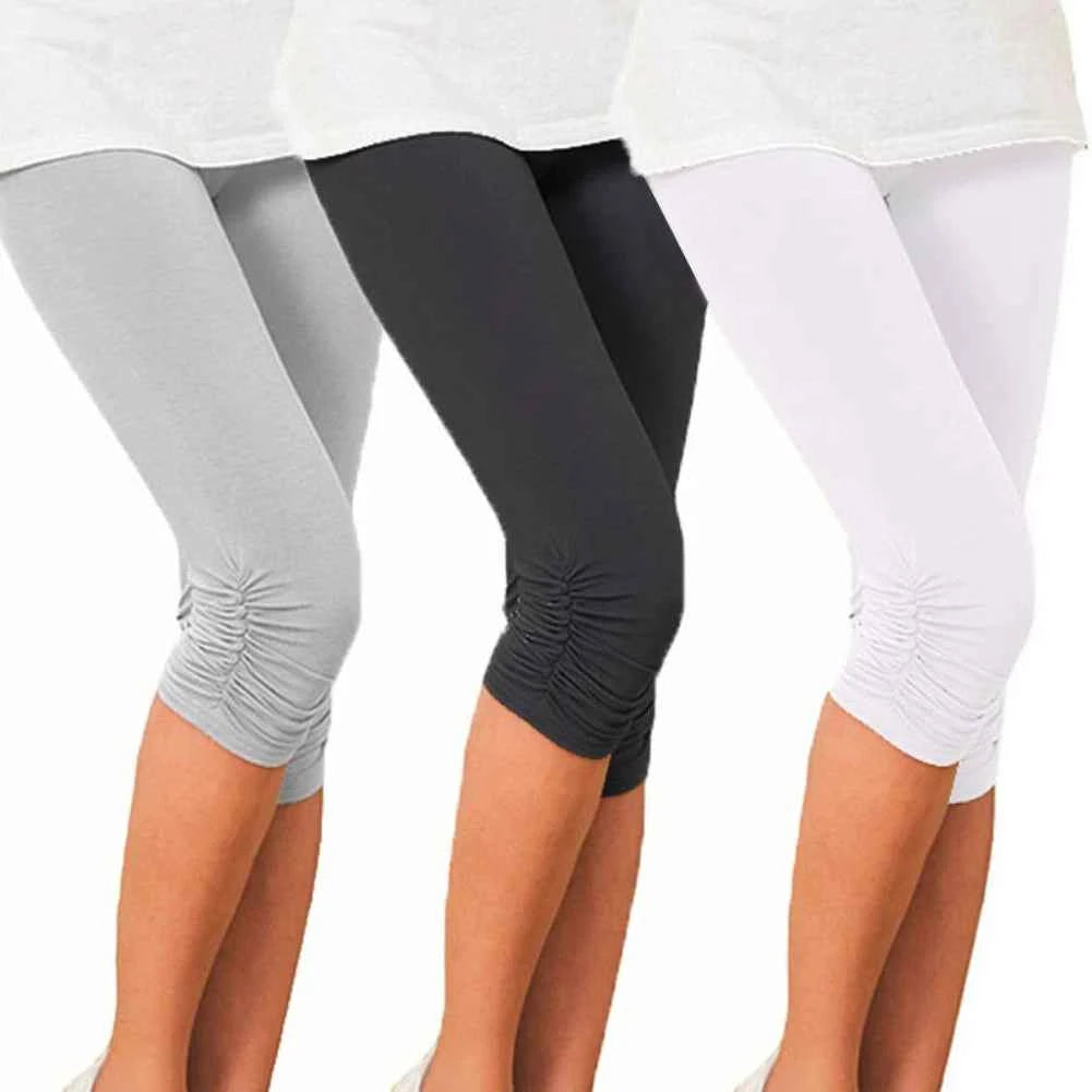 Women Summer Skinny Pants Slim Waist Candy Color Stretch Leggings Capris Fashion Pencil Pants Crops For Female Sports Tights