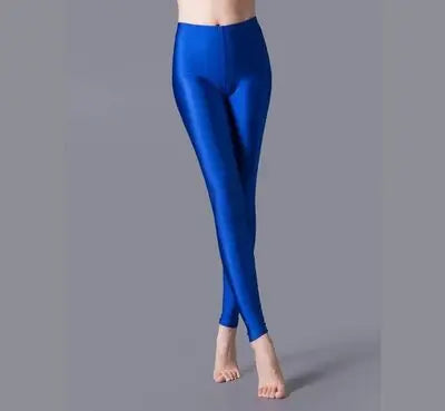 Women's High-Waist Shiny Leggings – Stretchy Ankle-Length Pants
