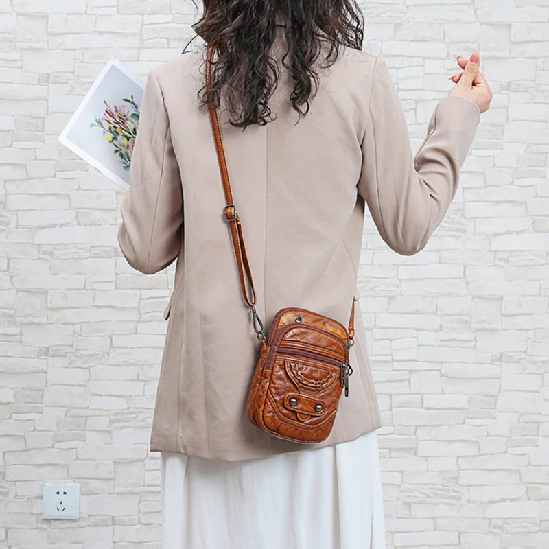 Women's PU Leather Small Shoulder Bag – Vintage Crossbody Purse