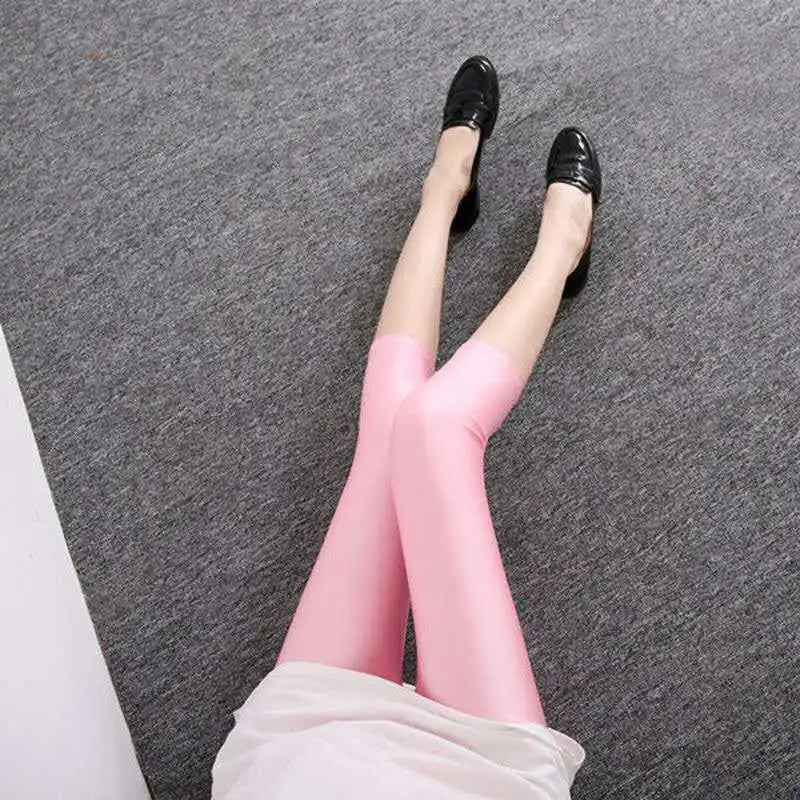 women summer knee length capris lady fashion solid black gray skinny pencil short pant bright shine shorts capris