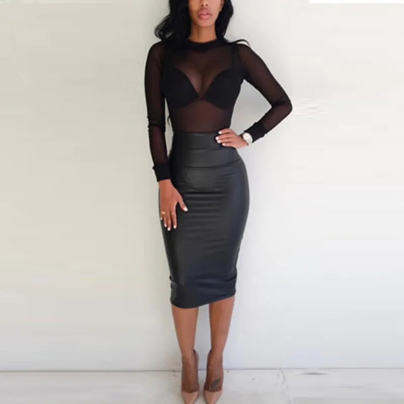 Women's Sheer Mesh Turtleneck Top – Long Sleeve Lace Detail