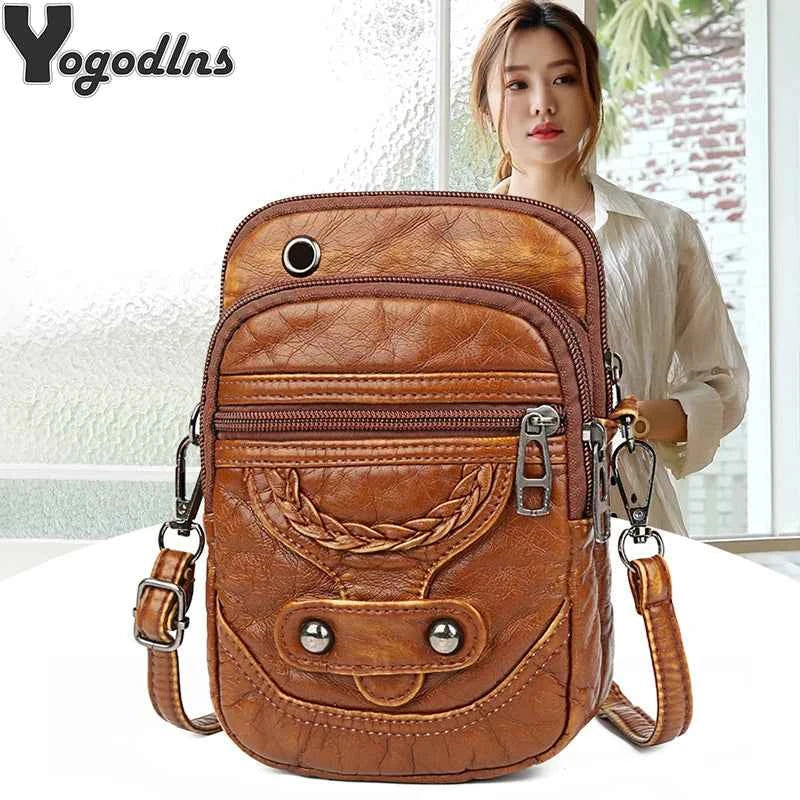 Women's PU Leather Small Shoulder Bag – Vintage Crossbody Purse