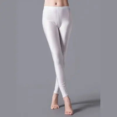 Women's High-Waist Shiny Leggings – Stretchy Ankle-Length Pants