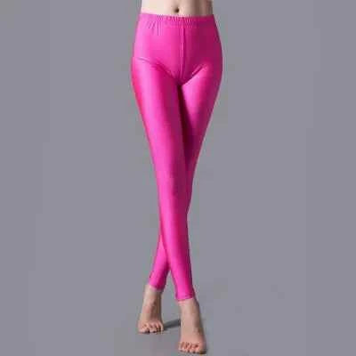 Women's High-Waist Shiny Leggings – Stretchy Ankle-Length Pants