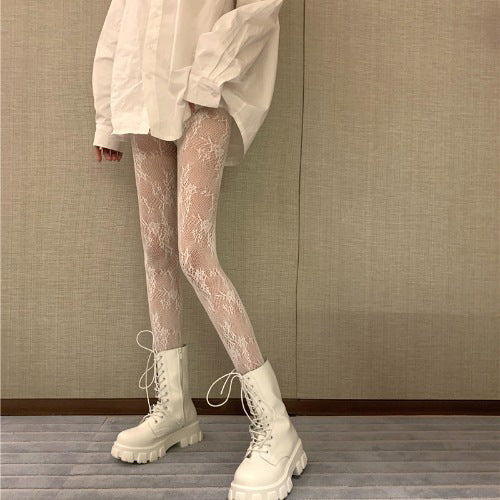Guangzhou Baihui women's fishing net socks anti-hook silk thin love black silk long one-in-one socks European and American jk pantyhose wholesale