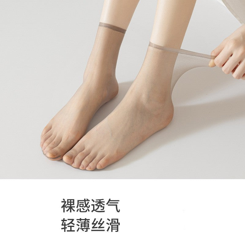 Non-slip short stockings ultra-thin summer stockings anti-snag silk crystal socks dispensing steel stockings flesh-colored socks women's socks