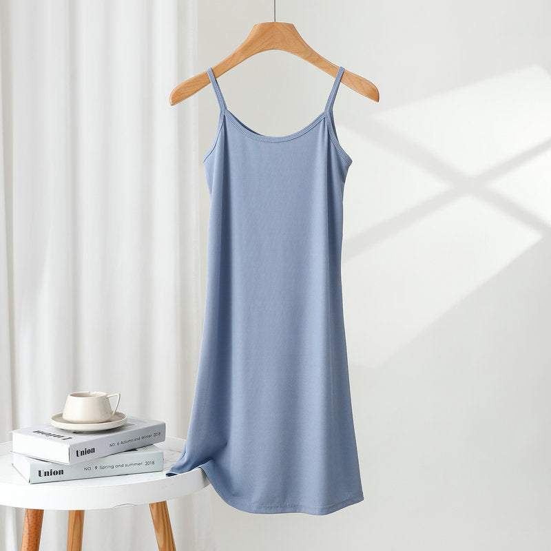 Women's outer-wear suspender skirt 2024 Summer thin ice silk dress loose inner bottoming skirt nightdress underskirt