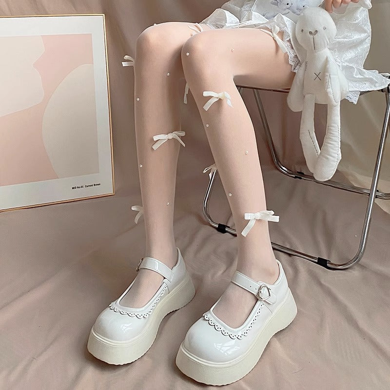 Jk Japanese-Style White Sheer Stockings for Women, Pure Desire Bare-Leg Artifact, Summer Thin Pineapple Stockings, Anti-Snag Black Pantyhose