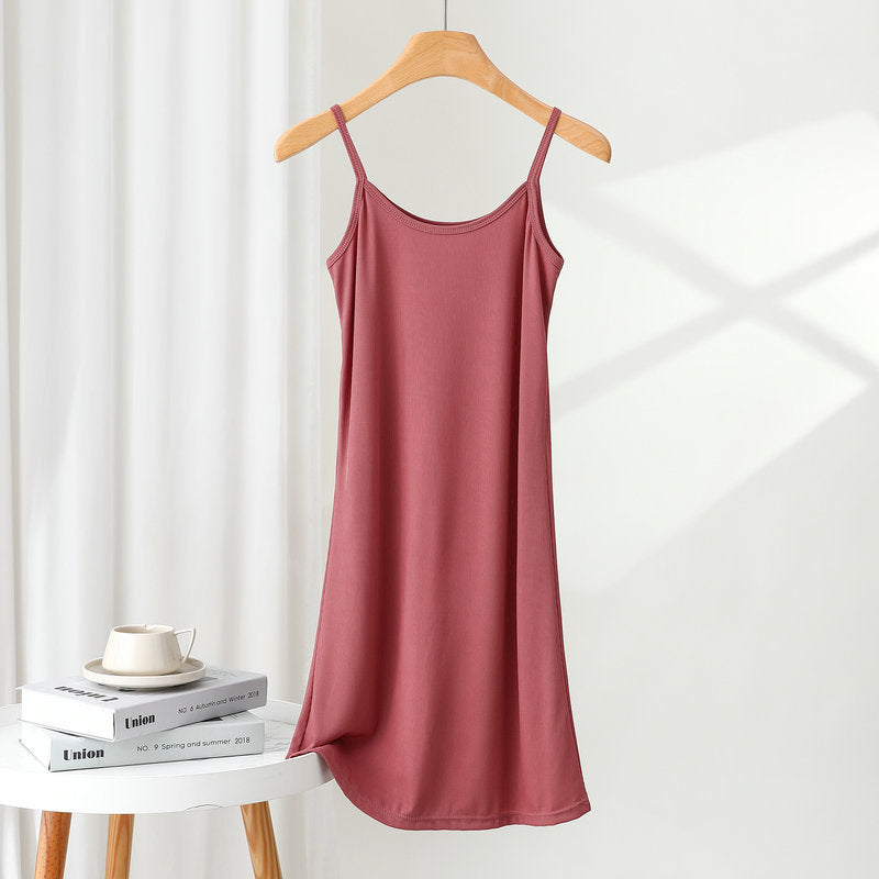 Women's outer-wear suspender skirt 2024 Summer thin ice silk dress loose inner bottoming skirt nightdress underskirt