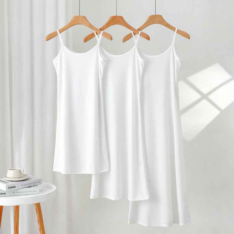 Women's outer-wear suspender skirt 2024 Summer thin ice silk dress loose inner bottoming skirt nightdress underskirt