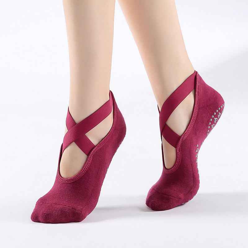 Professional Non-Slip Dotted Yoga Socks Cross Strap Thin Backless Pilates Socks Floor Socks Summer Thin Wholesale