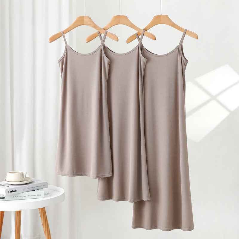 Women's outer-wear suspender skirt 2024 Summer thin ice silk dress loose inner bottoming skirt nightdress underskirt