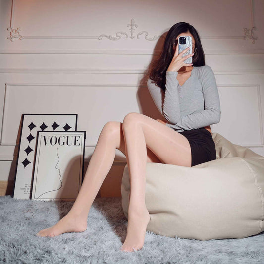 Shiny Stockings with a Glossy Finish, Slimming Effect, Summer Glossy Stockings, Shiny Black Stockings, Beautiful Legs, Bare-Leg Effect