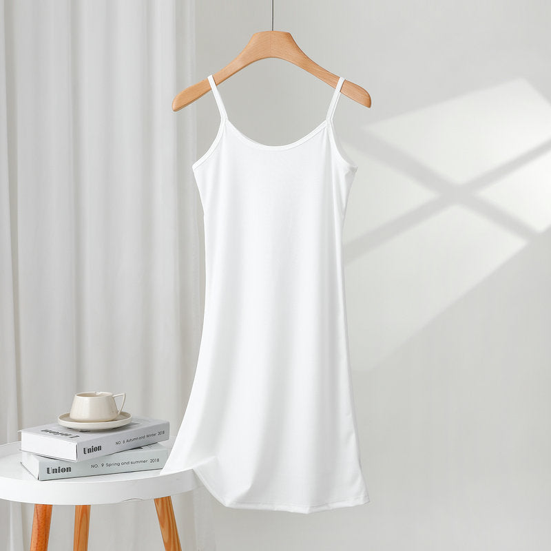 Women's outer-wear suspender skirt 2024 Summer thin ice silk dress loose inner bottoming skirt nightdress underskirt