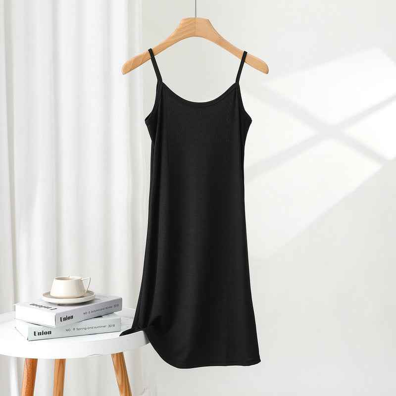 Women's outer-wear suspender skirt 2024 Summer thin ice silk dress loose inner bottoming skirt nightdress underskirt