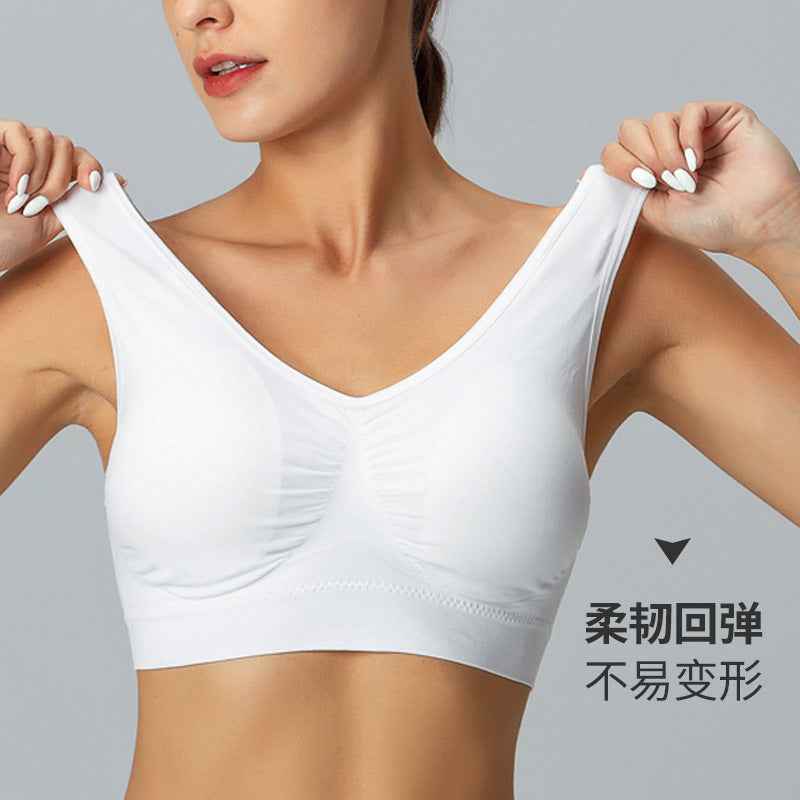 Cross-Border Women's Plus-Size Seamless Sports Bra, Comfortable Large Cup Yoga Tank Top Style Sleep Bra
