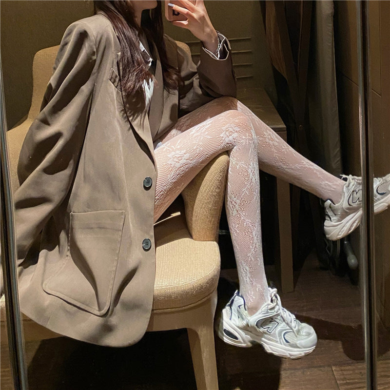 Guangzhou Baihui women's fishing net socks anti-hook silk thin love black silk long one-in-one socks European and American jk pantyhose wholesale