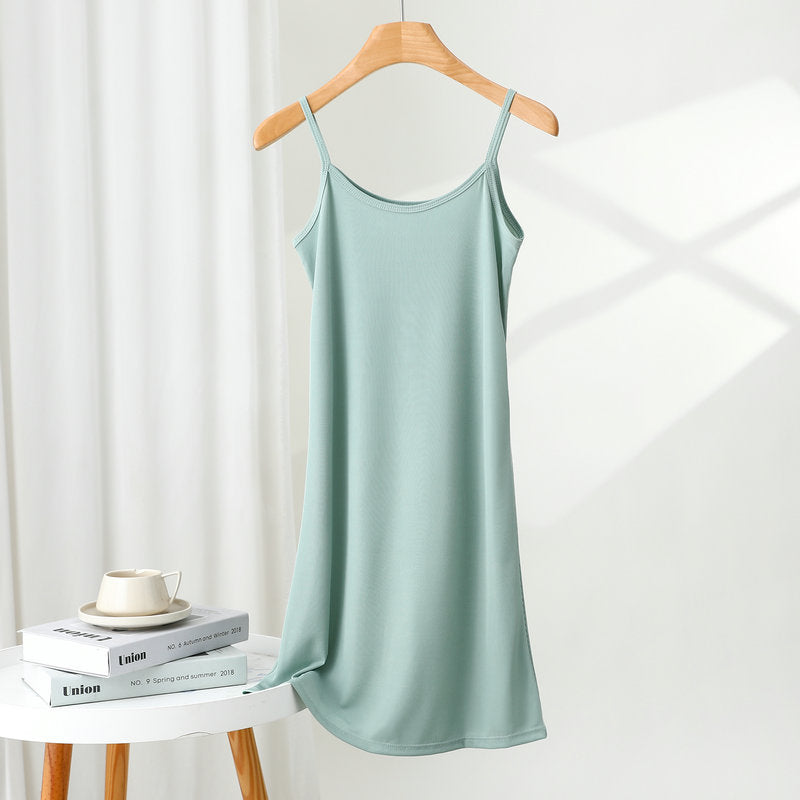 Women's outer-wear suspender skirt 2024 Summer thin ice silk dress loose inner bottoming skirt nightdress underskirt