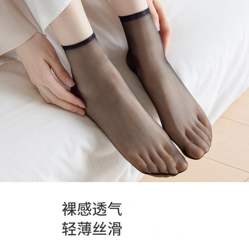Non-slip short stockings ultra-thin summer stockings anti-snag silk crystal socks dispensing steel stockings flesh-colored socks women's socks