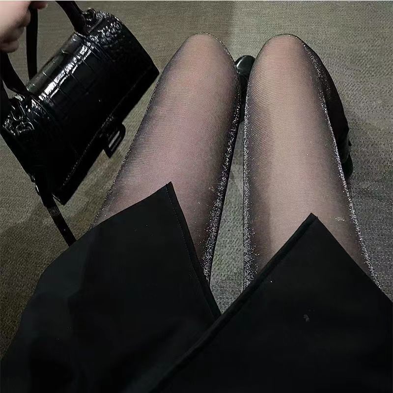 First-line stockings women's pearlescent shiny meat pantyhose light leg stockings open small hole moonlight black silk bright silk