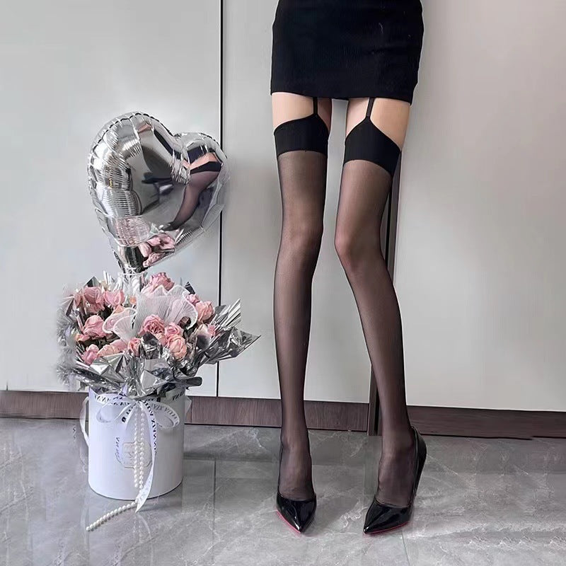 Jk Japanese-Style White Sheer Stockings for Women, Pure Desire Bare-Leg Artifact, Summer Thin Pineapple Stockings, Anti-Snag Black Pantyhose