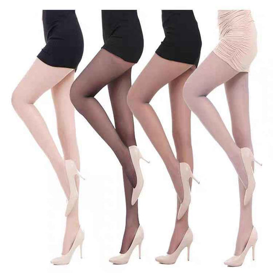 Skin-Colored Transparent Core-Spun Yarn Pantyhose, Black Stockings, Spring and Summer Essential, Anti-Snag, Extra-Long, Bare-Leg Effect, Women's Pantyhose