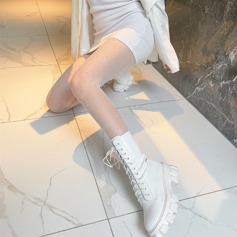 Japanese-Style Fishnet Stockings, Anti-Snag Thin Spring/Summer Women's Heart-Patterned Black Long Pantyhose, Jk Tights Wholesale