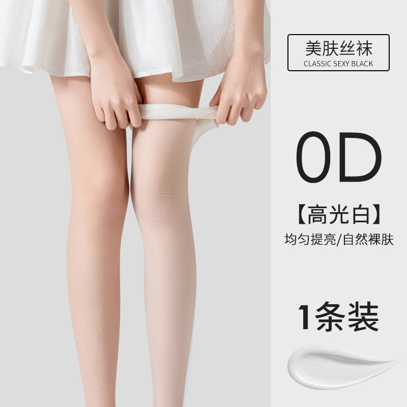 Jk Japanese-Style White Sheer Stockings for Women, Pure Desire Bare-Leg Artifact, Summer Thin Pineapple Stockings, Anti-Snag Black Pantyhose
