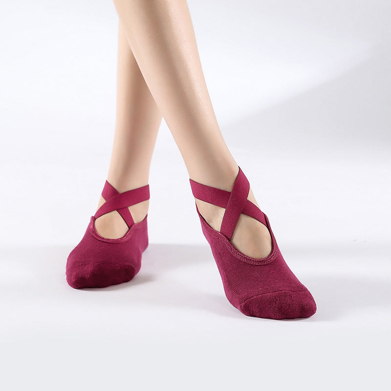 Professional Non-Slip Dotted Yoga Socks Cross Strap Thin Backless Pilates Socks Floor Socks Summer Thin Wholesale