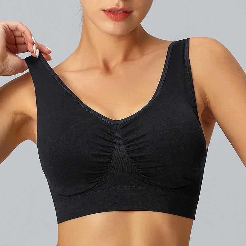 Cross-Border Women's Plus-Size Seamless Sports Bra, Comfortable Large Cup Yoga Tank Top Style Sleep Bra