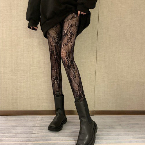 Japanese-Style Fishnet Stockings, Anti-Snag Thin Spring/Summer Women's Heart-Patterned Black Long Pantyhose, Jk Tights Wholesale