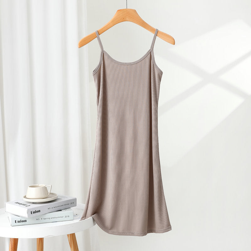 Women's outer-wear suspender skirt 2024 Summer thin ice silk dress loose inner bottoming skirt nightdress underskirt
