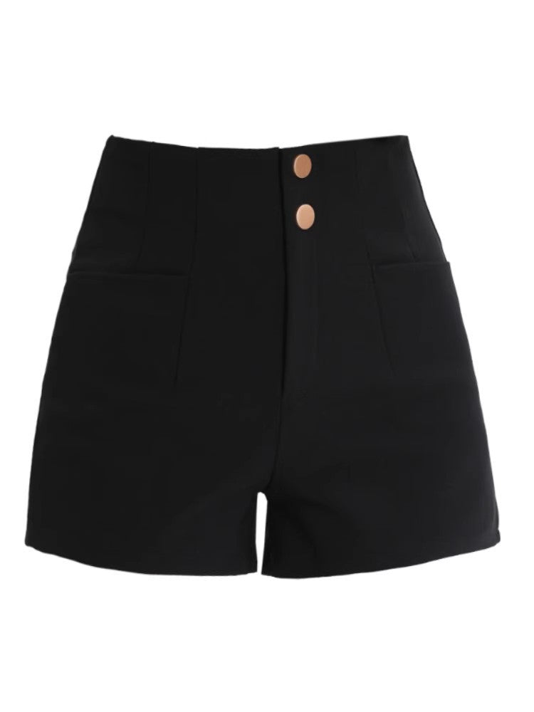 High Waist Black Woolen Shorts fleece-lined Women's Autumn and Winter 2024 New Slimming Outer Wear A- Shaped Bottoming with Boots