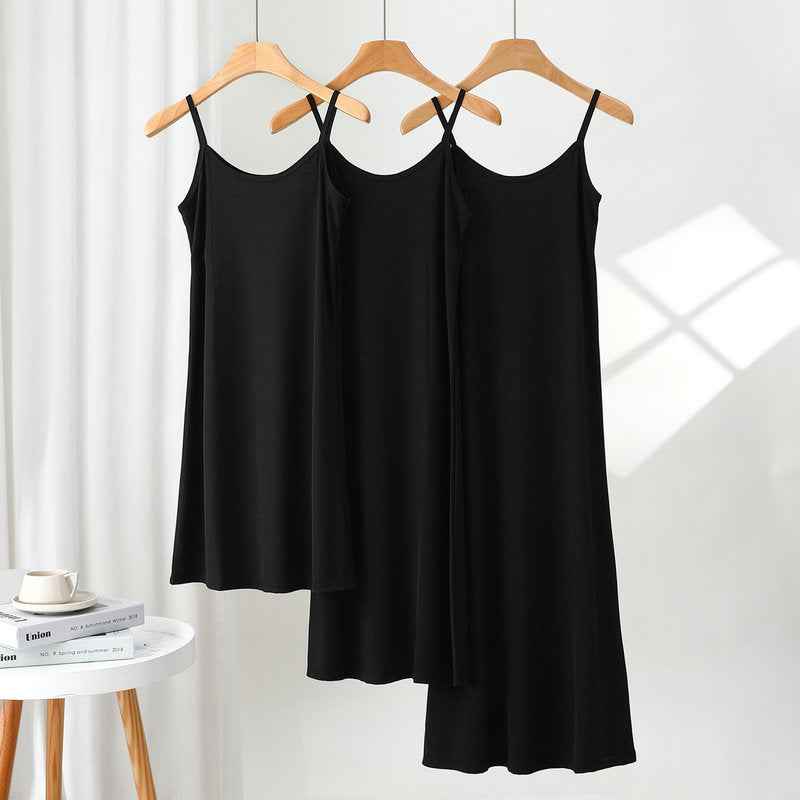 Women's outer-wear suspender skirt 2024 Summer thin ice silk dress loose inner bottoming skirt nightdress underskirt